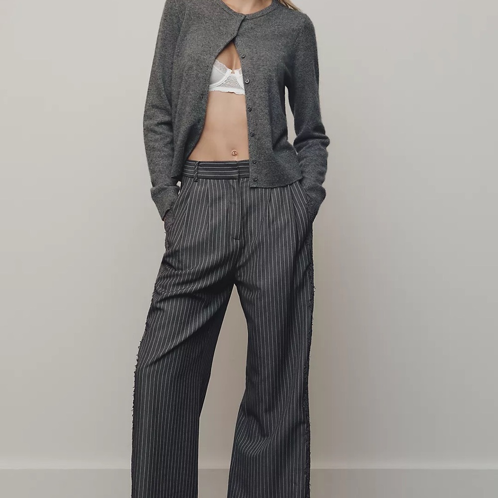 Anthropologie TND Lace Pinstripe Trousers Wide Leg Pants